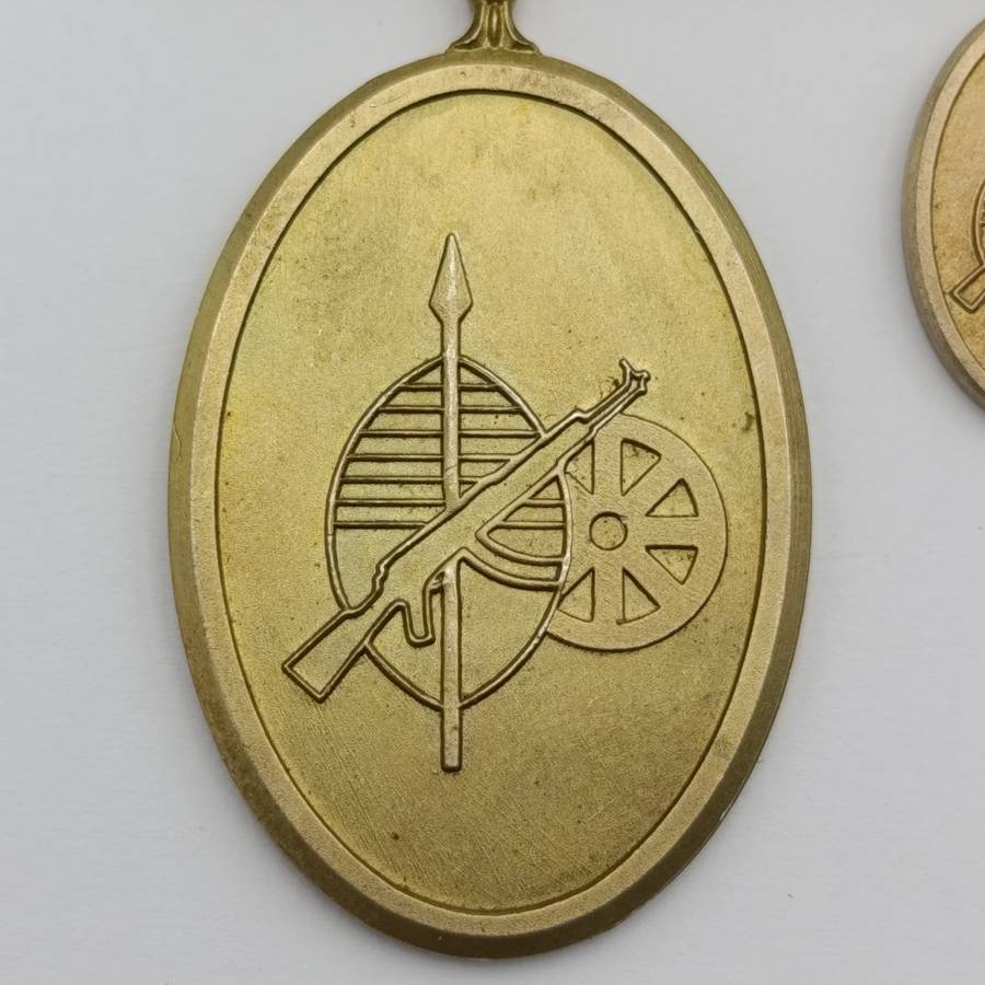 SANDF MK  30 Year Gold colour sterling silver medal and miniature - low number #52