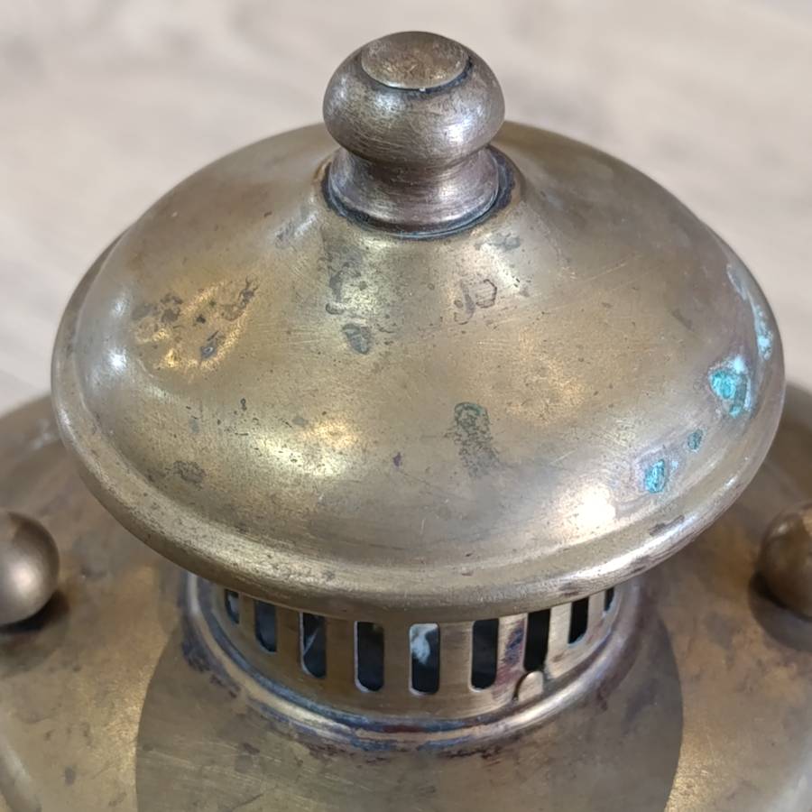 Vintage brass wall lantern with bevelled glass - no light fitting