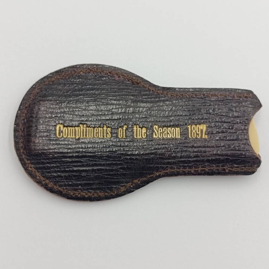 Antique Cleghorn and Harris Cape Town miniature mirror and comb - Compliments of the season 1897