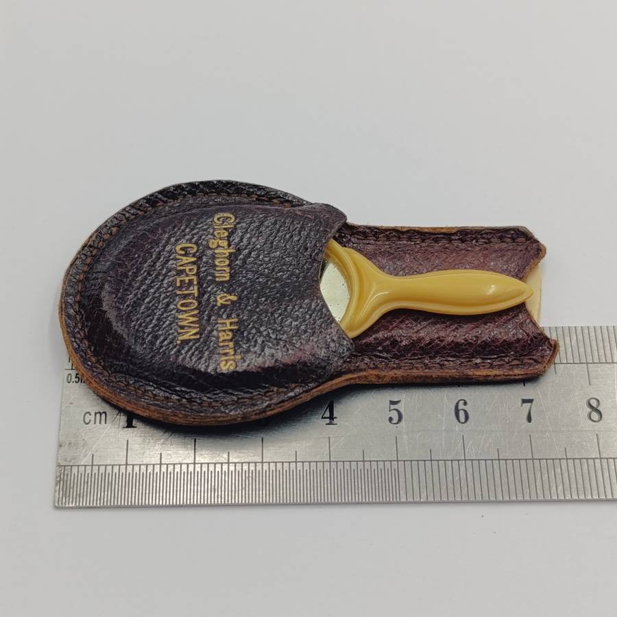 Antique Cleghorn and Harris Cape Town miniature mirror and comb - Compliments of the season 1897