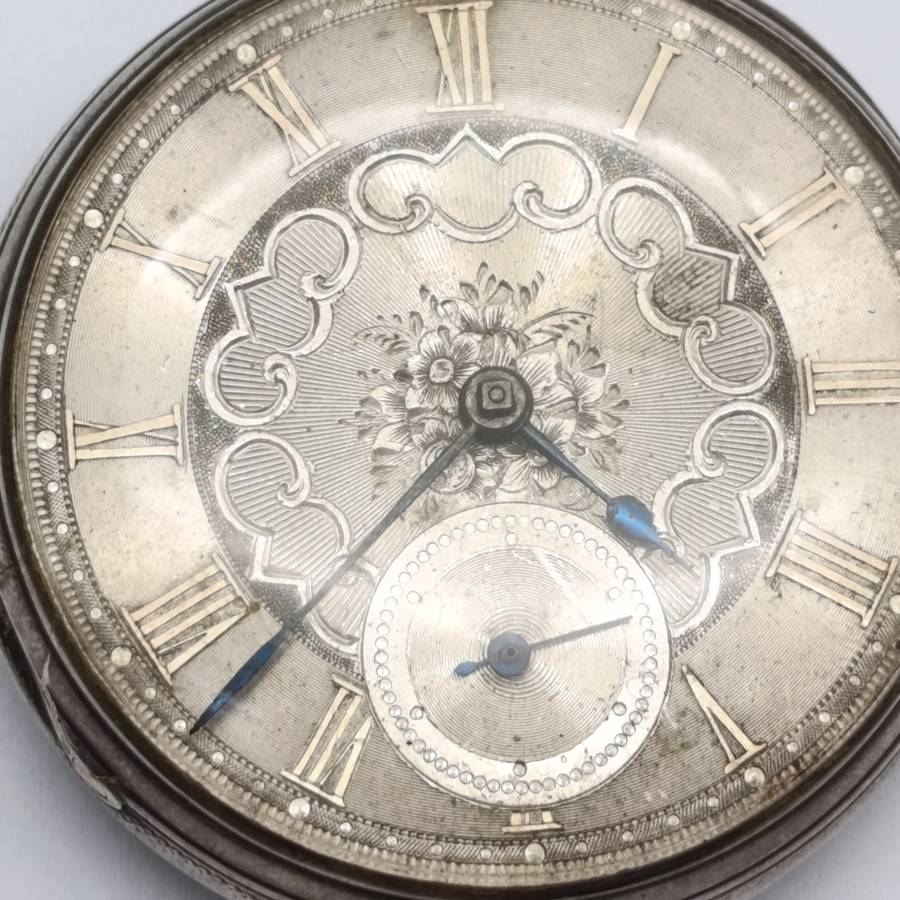 1860 Hallmarked sterling silver pocketwatch with key - runs and stops