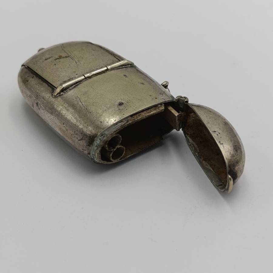 Antique silverplated vesta case and coin holder