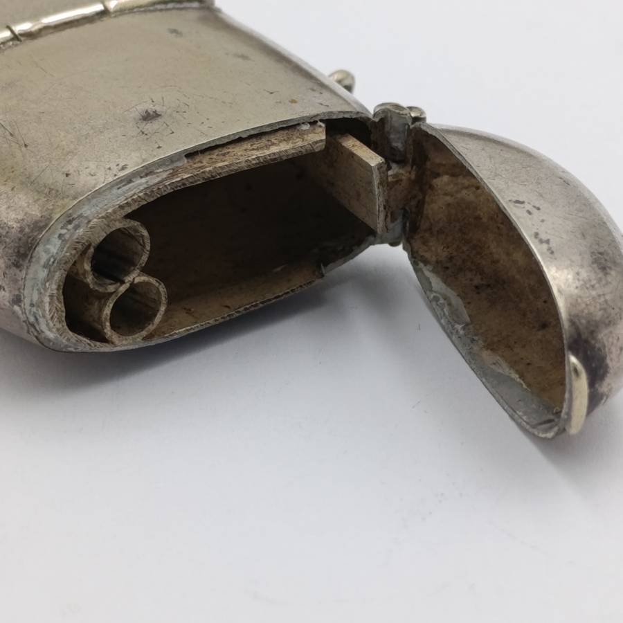 Antique silverplated vesta case and coin holder