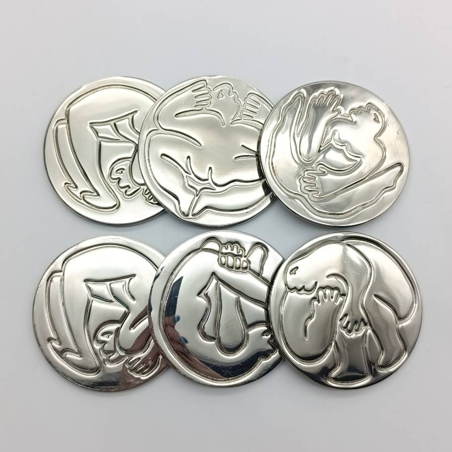 Set of 6 Carrol Boyes stainless steel wine coasters - in original box