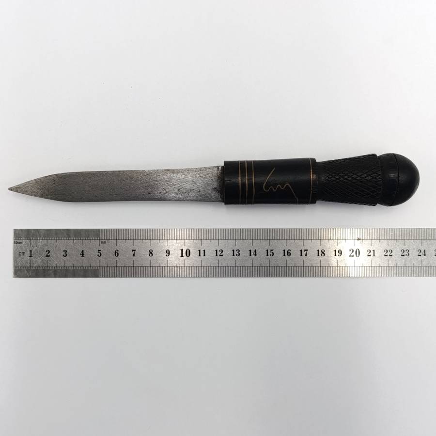 Antique wood with brass inlay dagger