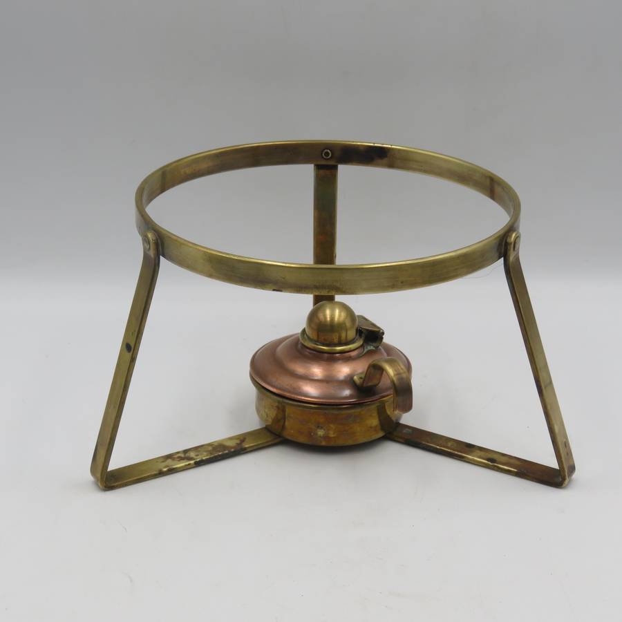 Vintage copper and brass fondue set with 6 forks