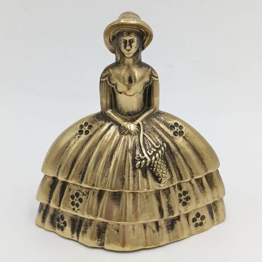 Vintage Brass Lady with dress bell