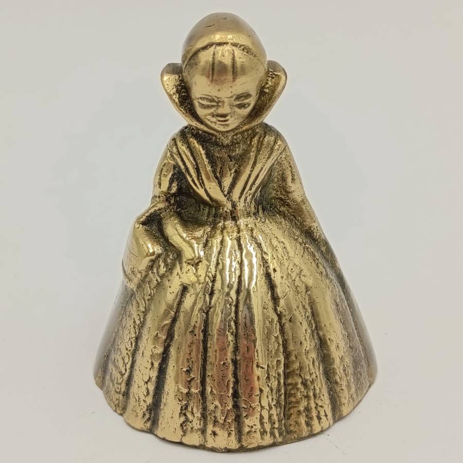 Vintage brass bell - lady with Victorian hoop skirt