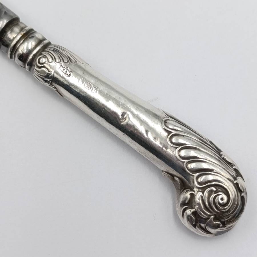 Set of 6 Antique Mappin and WEBB knives with hallmarked silver handles