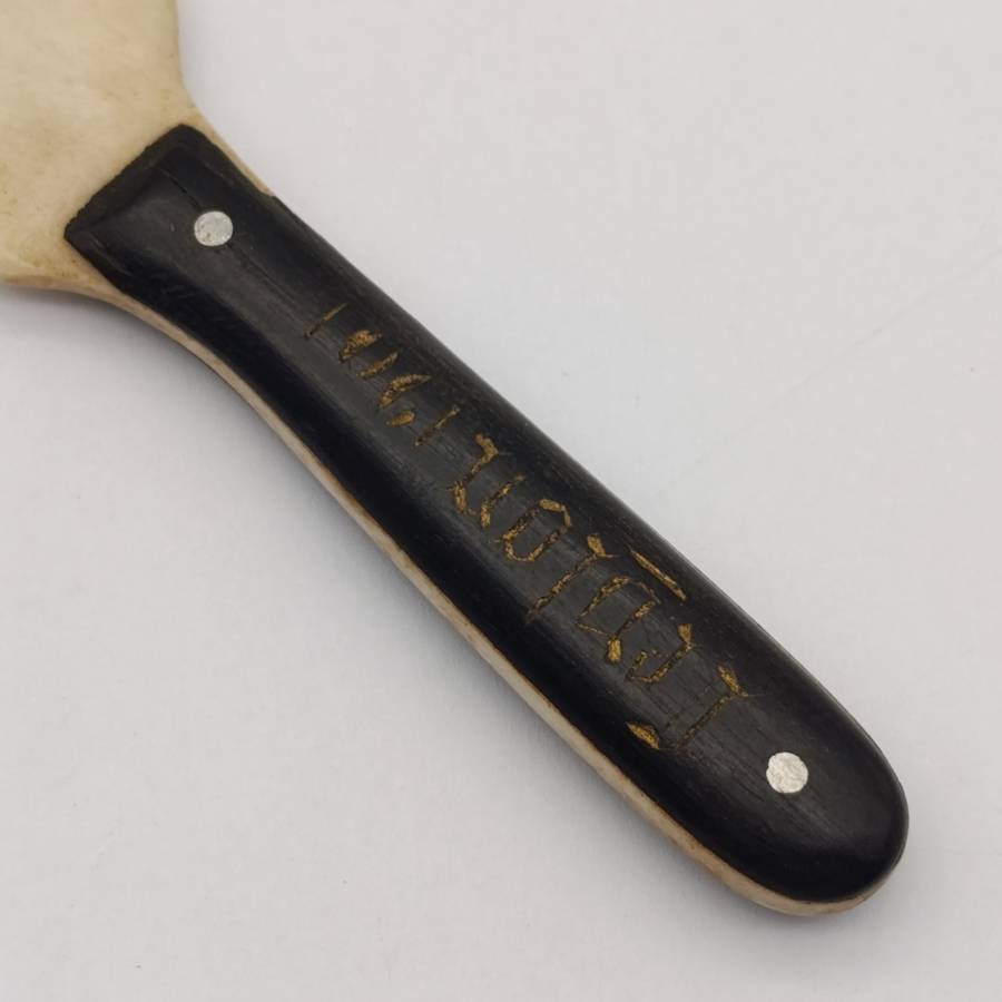 Boer War Pow trench art knife of bone and ebony - inscribed Boer Camp Ceylon 1901