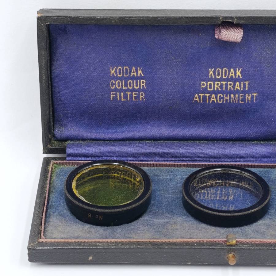 Lot of 3 Antique No.6 lens filters in case