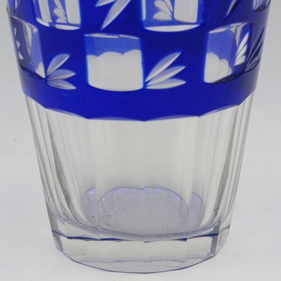 Vintage Cobalt blue cut to clear crystal vase