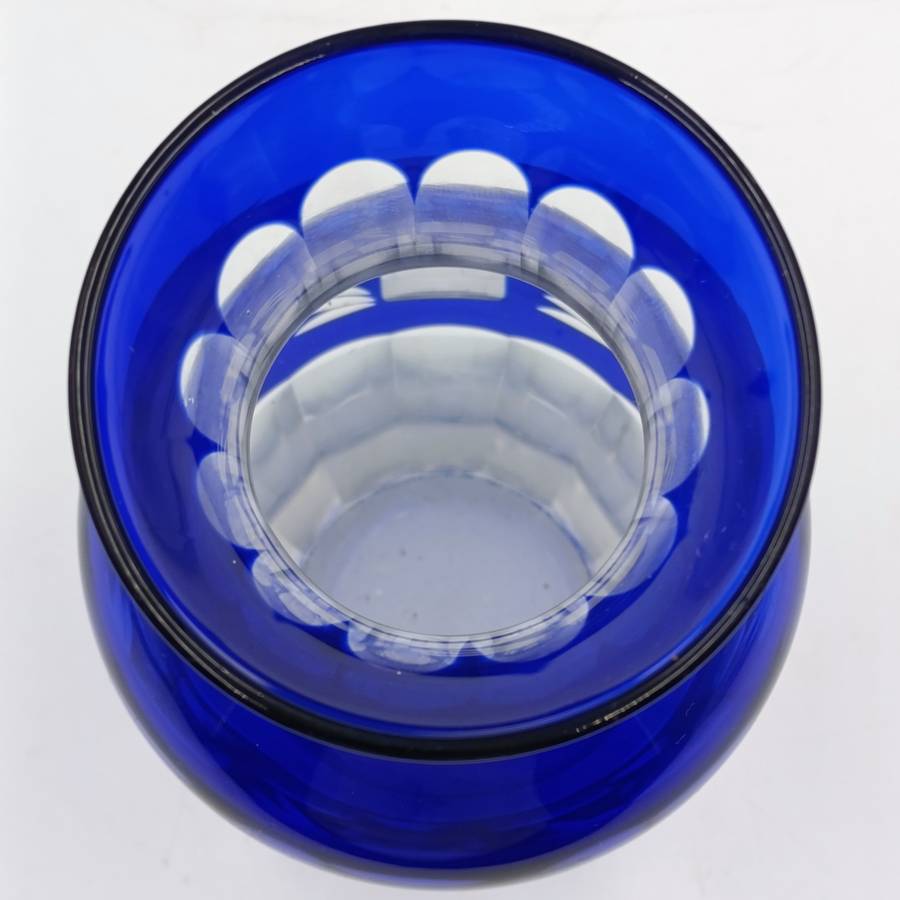 Vintage Cobalt blue cut to clear crystal vase