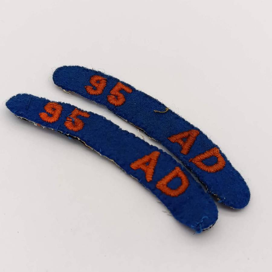 Pair of SADF 95 Ammunition Depot cloth shoulder titles