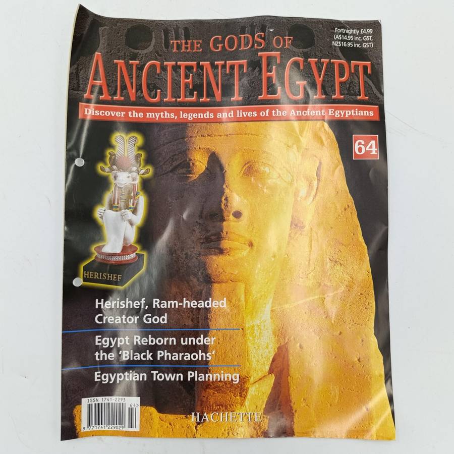 Lot of 5 gods of Ancient Egypt figurines with magazines