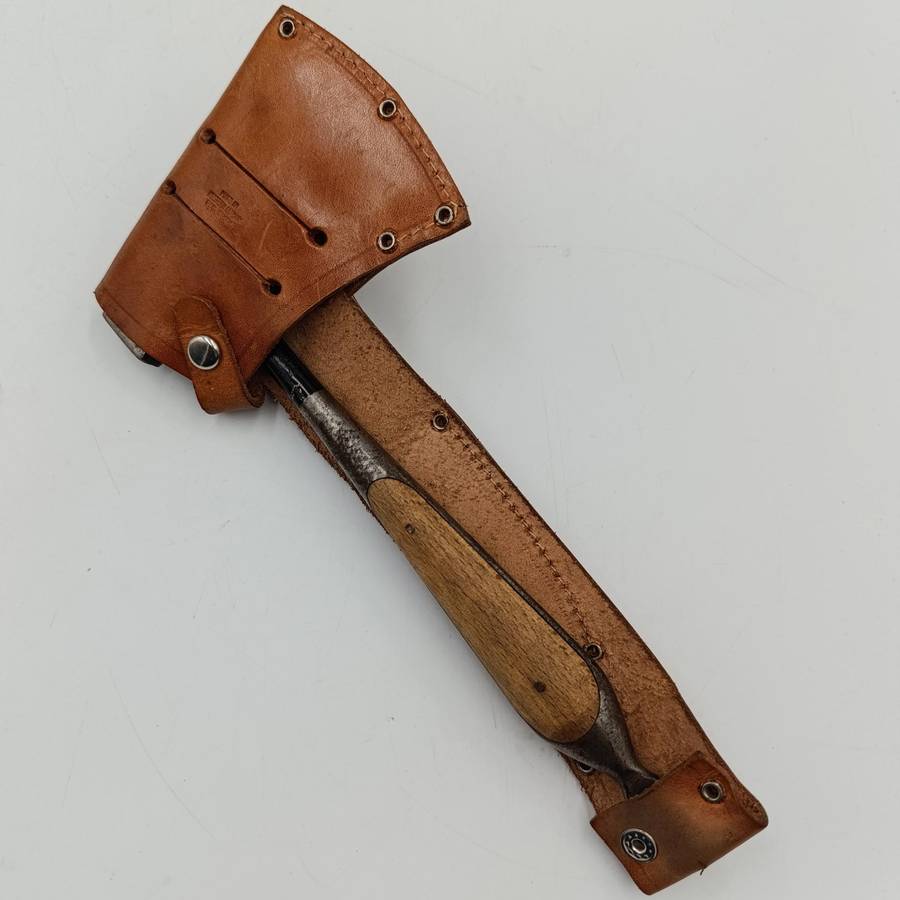 Vintage Matador Solingen hunting dagger and hatchet in original leather pouch