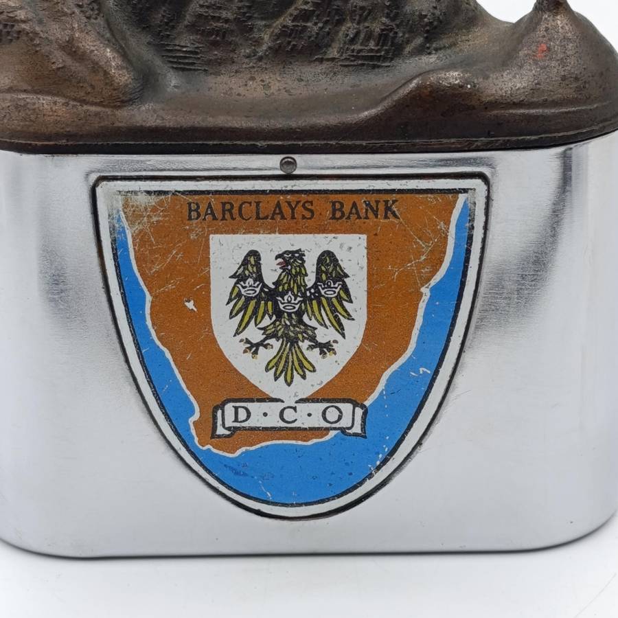 Vintage Barclays Bank Table Mountain money box - no key
