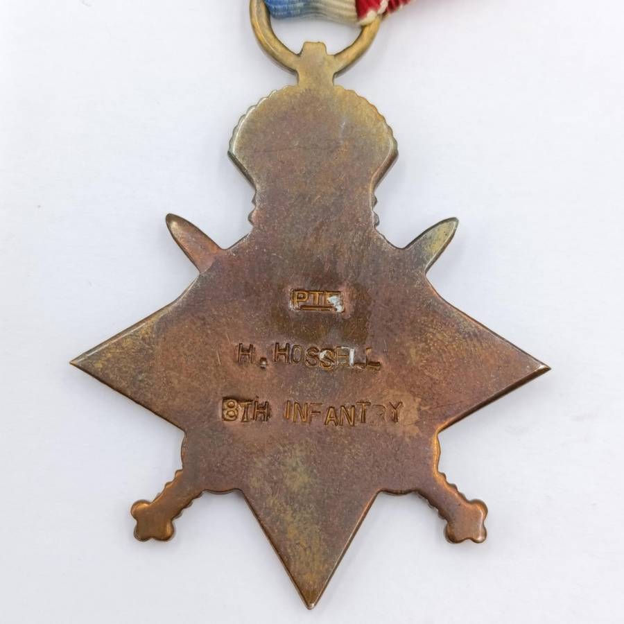 Set of 3 WW1 medals issued to Pte. H. Hossell, 8th Infantry
