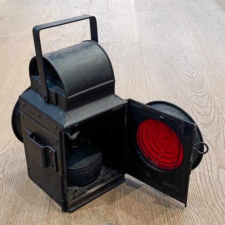 Vintage SA Railway signal lamp with original burner