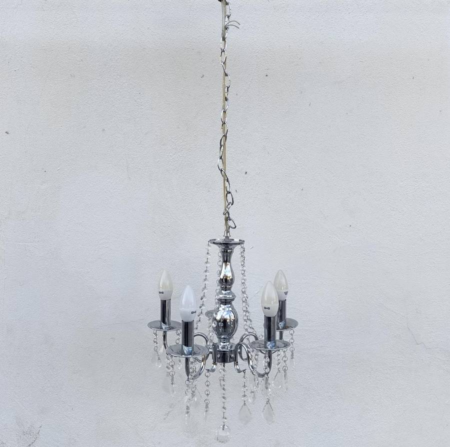 White metal Crystal-decorated 5 arm chandelier