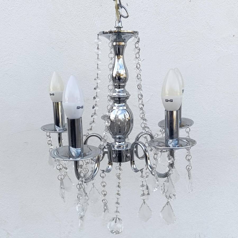 White metal Crystal-decorated 5 arm chandelier
