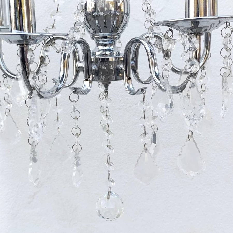 White metal Crystal-decorated 5 arm chandelier