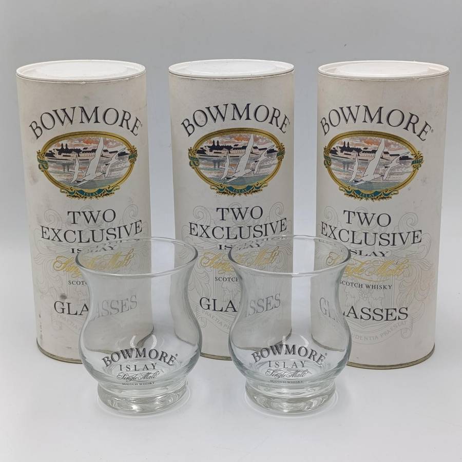 Lot of 6 Bowmore Scotch Whiskey glasses - in original Boxes