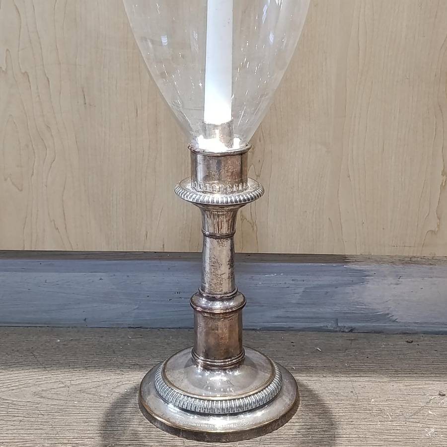 Vintage silverplated candlestick with glass shade - very unique piece - collection only