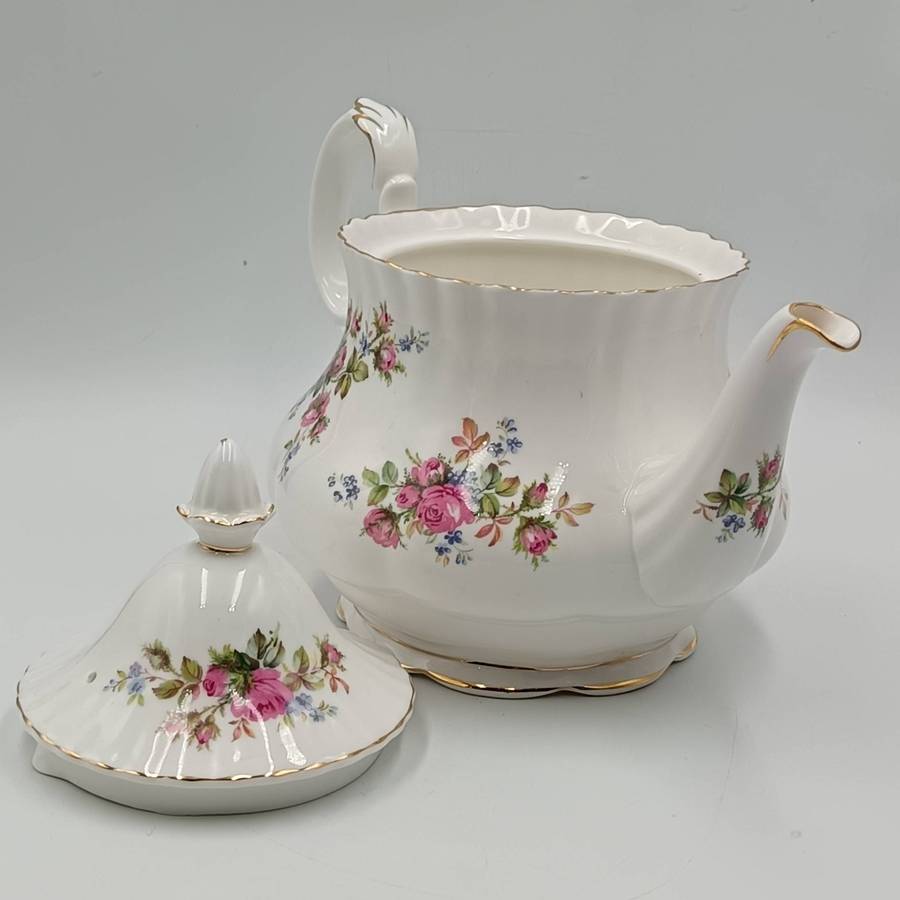 Vintage Royal Albert Moss Rose porcelain Tea Pot with Lid