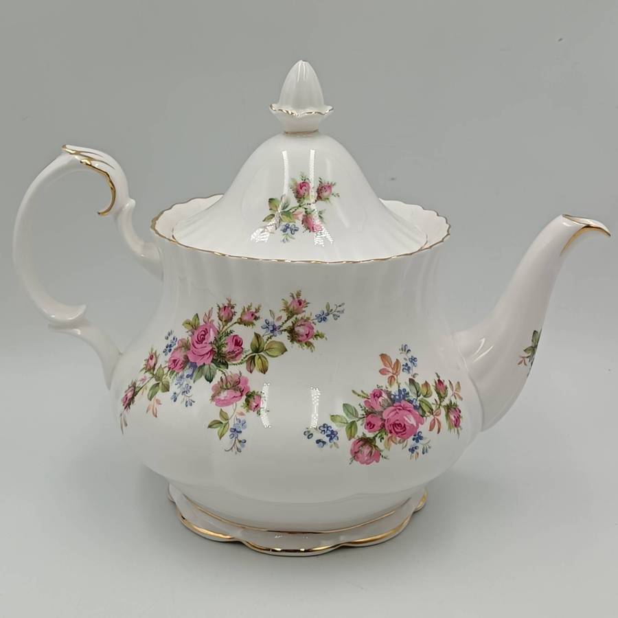 Vintage Royal Albert Moss Rose porcelain Tea Pot with Lid