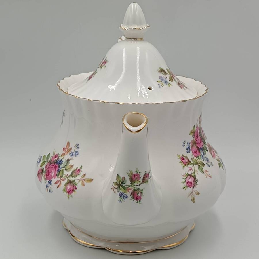 Vintage Royal Albert Moss Rose porcelain Tea Pot with Lid