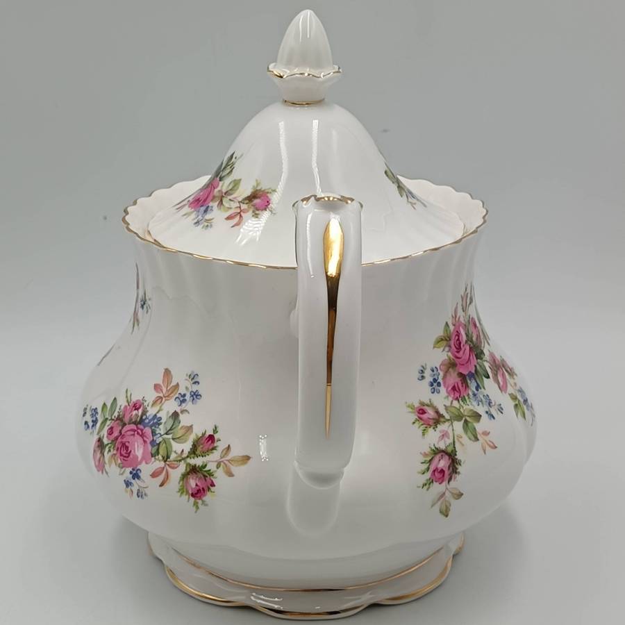 Vintage Royal Albert Moss Rose porcelain Tea Pot with Lid