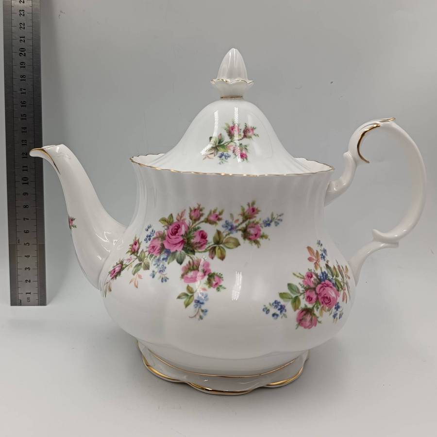 Vintage Royal Albert Moss Rose porcelain Tea Pot with Lid