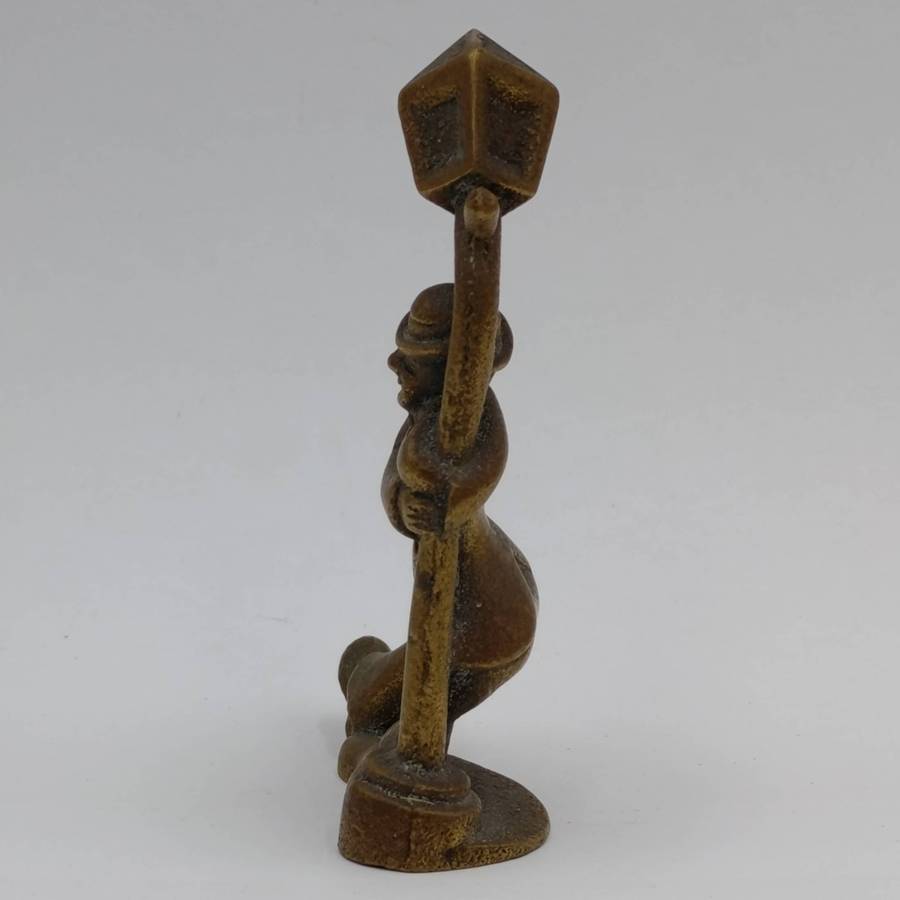 Vintage drunk man leaning on lamp post figurine