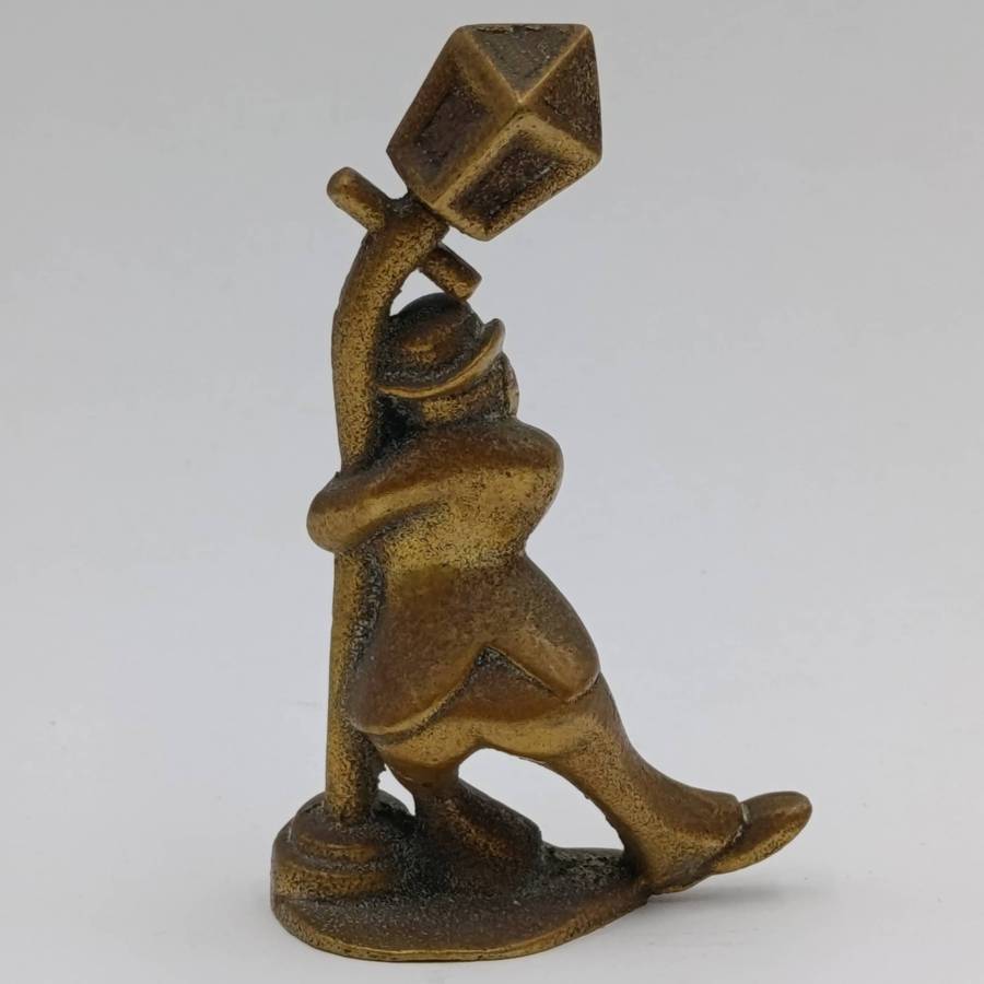 Vintage drunk man leaning on lamp post figurine