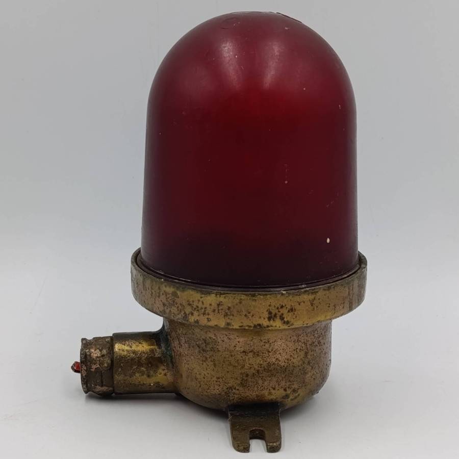 Vintage brass ship's passage light with red dome Vintage brass ship's passage light with red dome