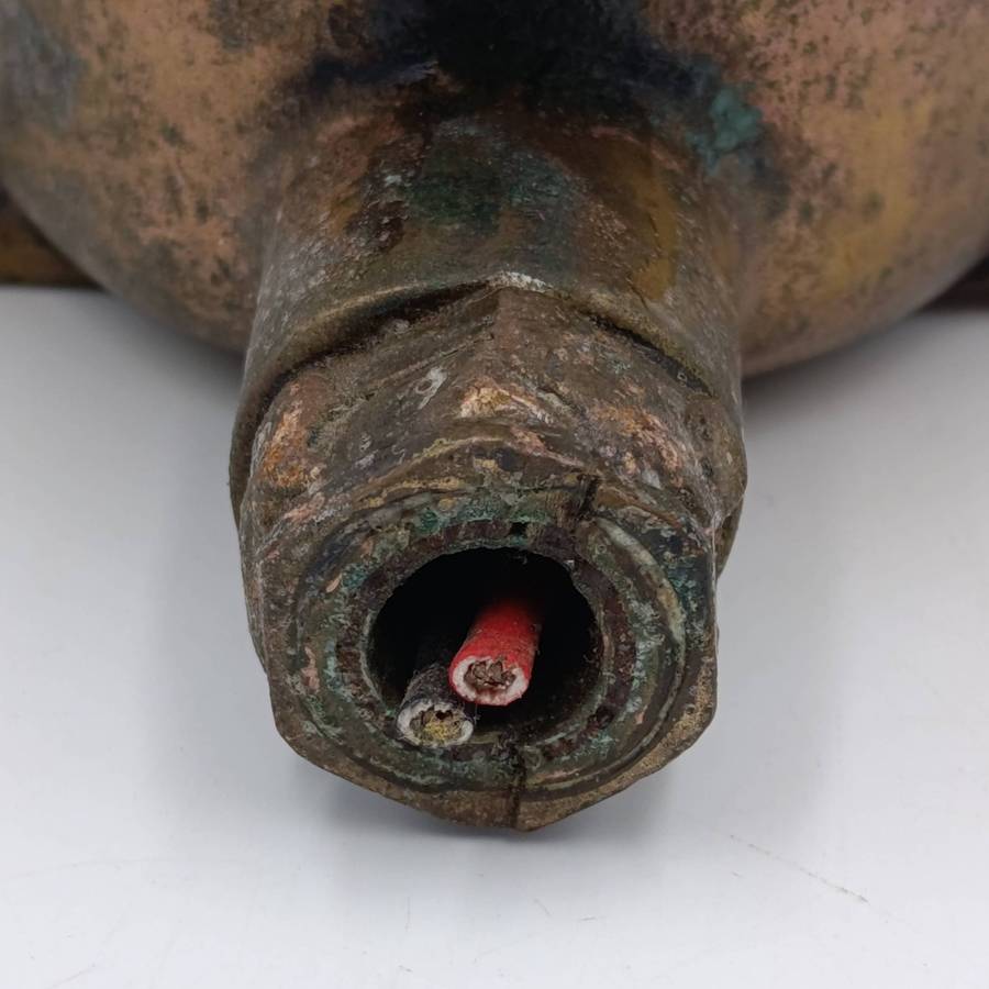 Vintage brass ship's passage light with red dome Vintage brass ship's passage light with red dome