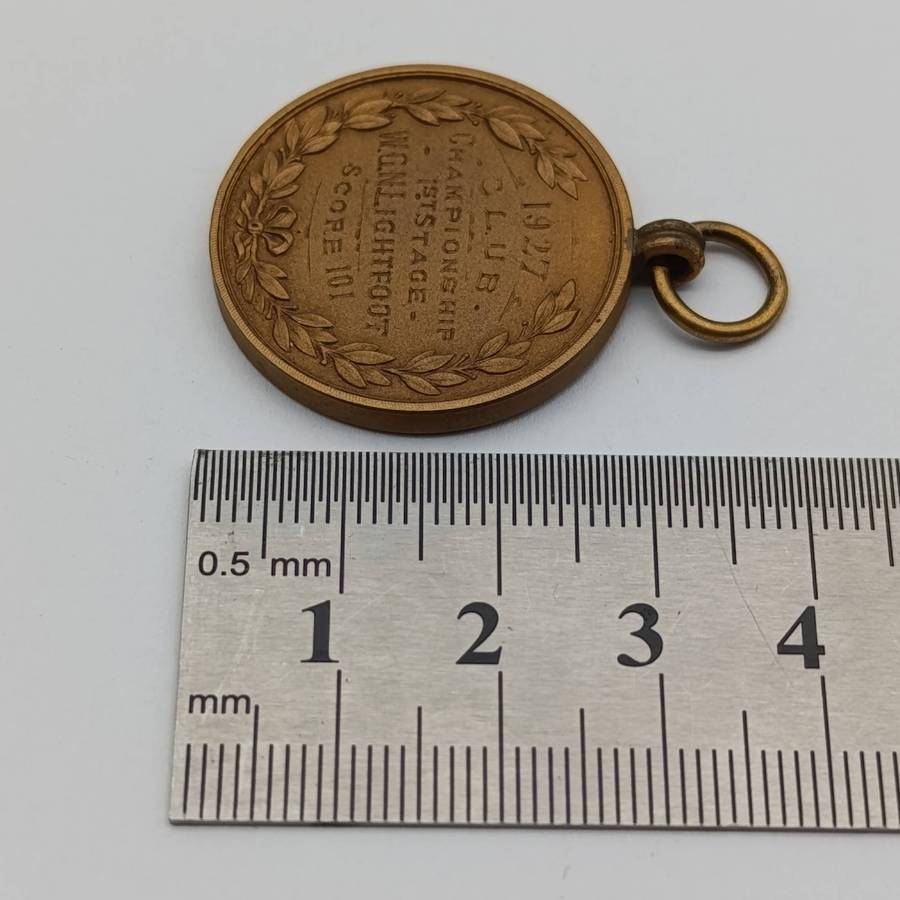 1927 Grahamstown Rifle club championship fob medal awarded to W.G.N lightfoot