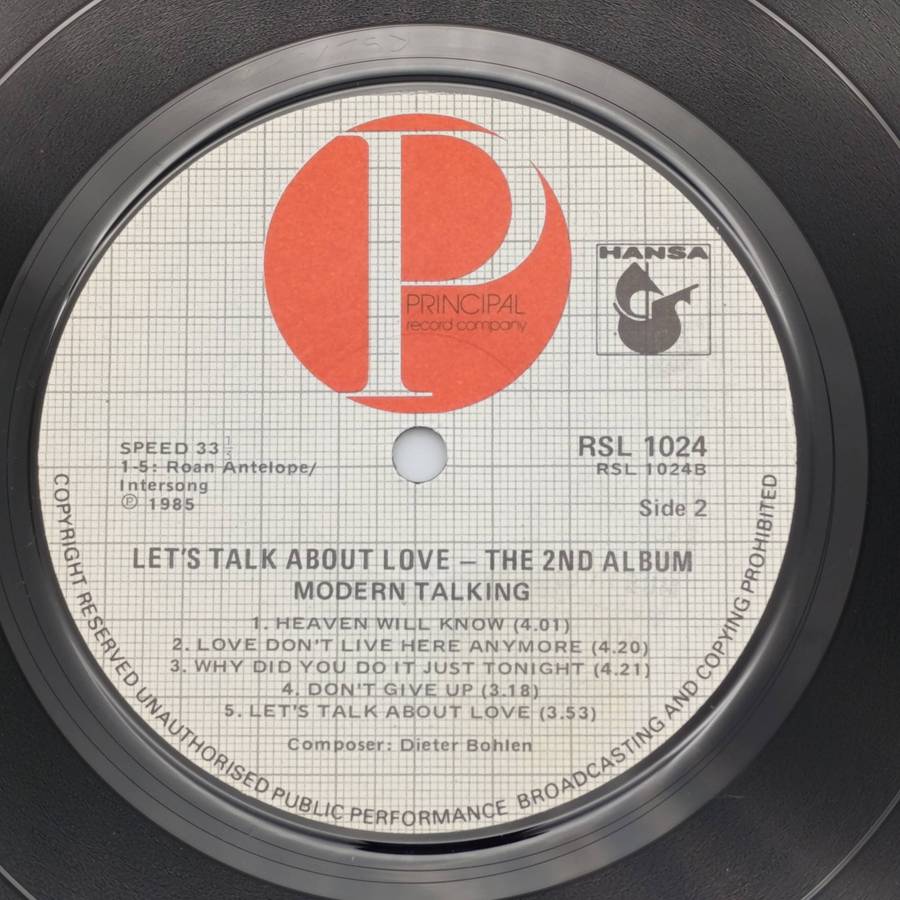 Record  Modern Talking - Let's Talk About Love - The 2nd Album Released 1985 South Africa  Media - V
