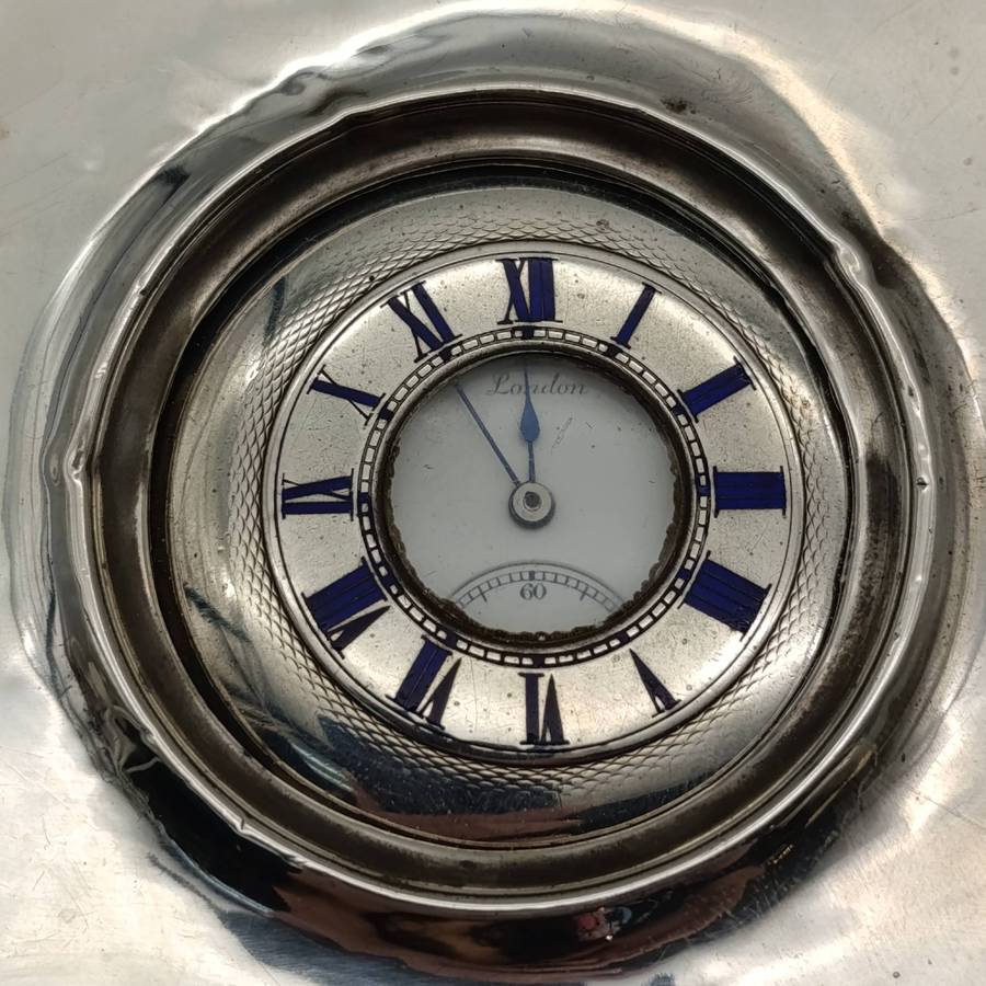 Antique hallmarked silver 1892 half hunter pocketwatch in silver front travelling case - working