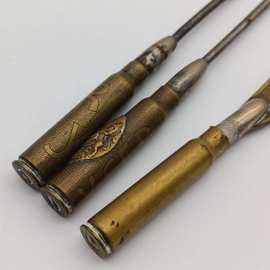 WW1 British YSER trench art letter opener and boot lace Pullers