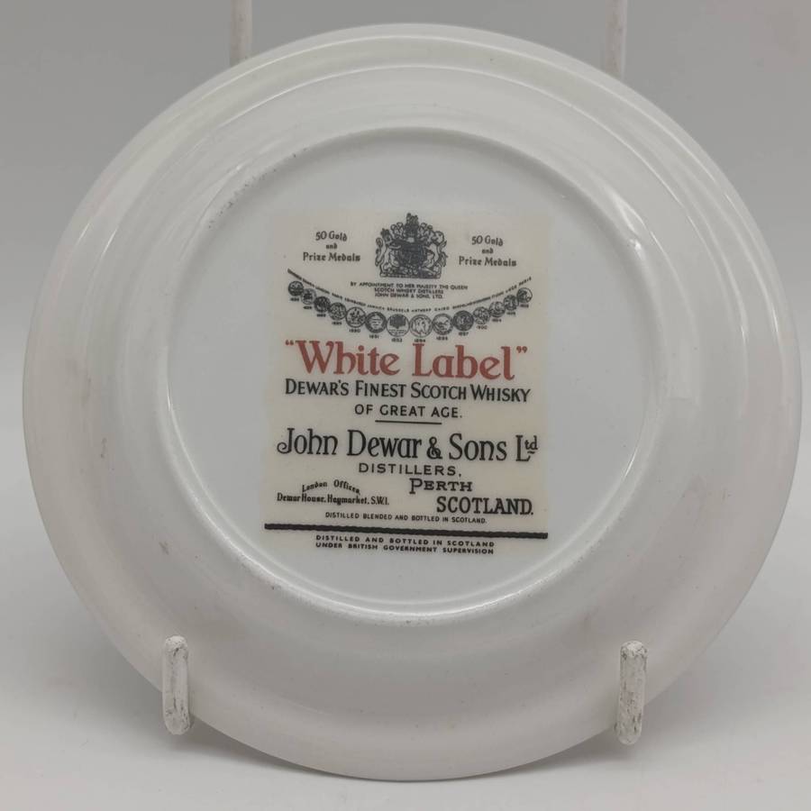 Pair of Vintage Dewar's white label whisky porcelain coasters