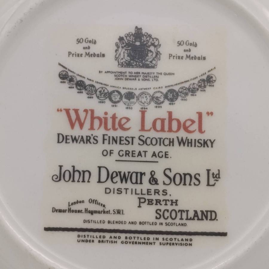 Pair of Vintage Dewar's white label whisky porcelain coasters