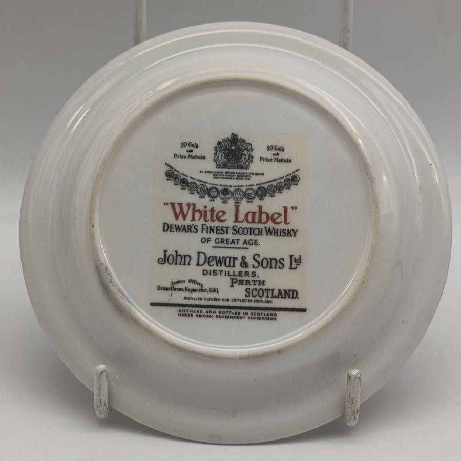 Pair of Vintage Dewar's white label whisky porcelain coasters