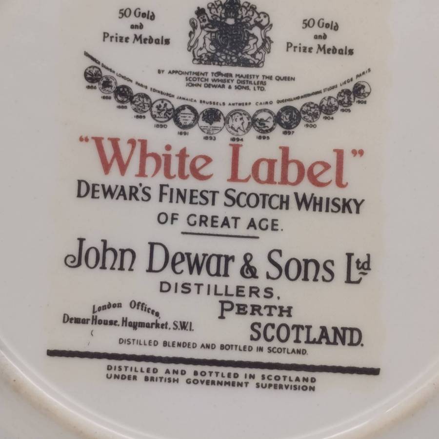 Pair of Vintage Dewar's white label whisky porcelain coasters