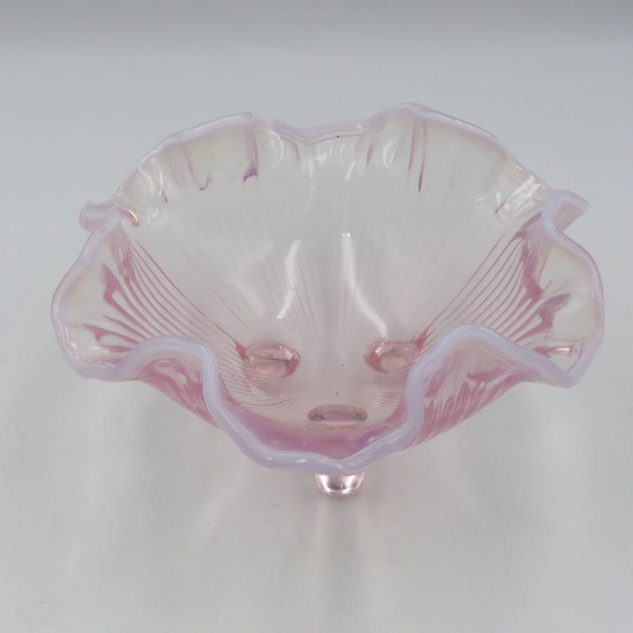 Vintage Pink glass ruffled rim bowl