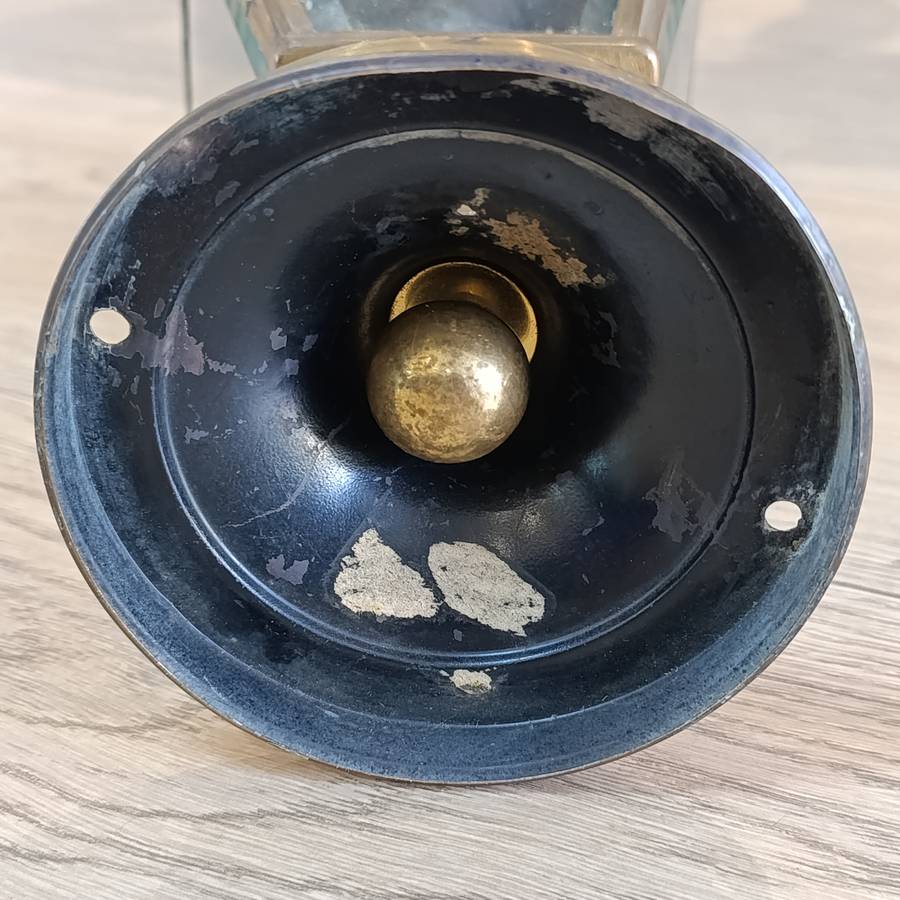 Vintage brass wall lantern with bevelled glass - no light fitting