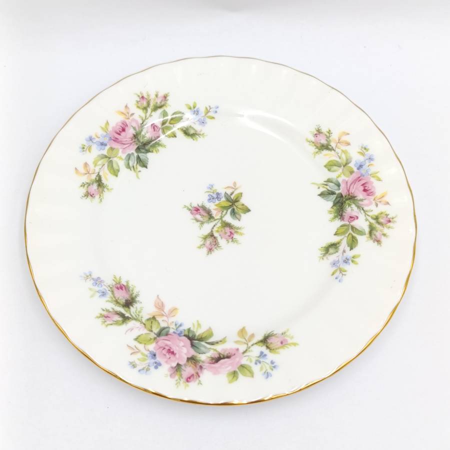 Vintage Royal Albert Moss Rose porcelain trio
