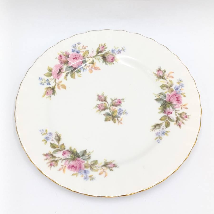 Vintage Royal Albert Moss Rose porcelain trio