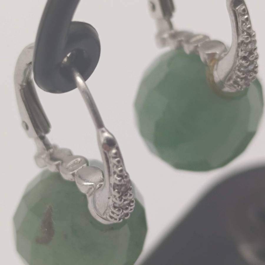 Pair of vintage sterling silver and jade earrings